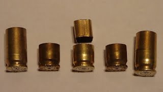 Stepped Brass - Internal step in 9mm Luger cases will break in half when fired.