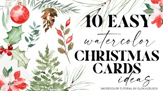 Easiest way to paint TEN watercolor Christmas cards for beginners