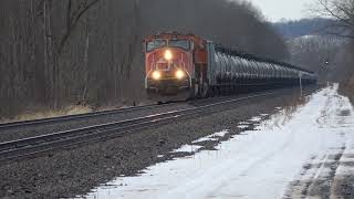 CSX B705 With CN 3023 Heritage Unit at Memphis, NY December 28, 2024