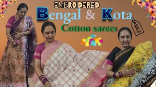 Embroidered Bengal Cotton \u0026 Kota Cotton Sarees