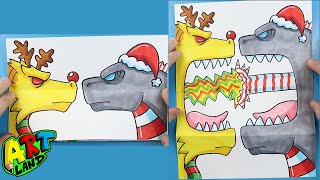 How to Draw CHRISTMAS GODZILLA VS CHRISTMAS GHIDORAH SURPRISE FOLD