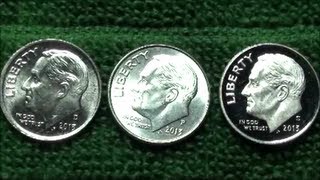 Finding 2013 D, P and S mint mark DIMES Coin Roll Hunting