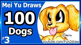 CUTE Golden Retriever puppy - Mei Yu Draws 100 Dogs #3 - 100 Drawings CHALLENGE - Fun2draw
