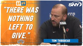 Tom Thibodeau reacts to disappointing end to Knicks' season, making the leap next season | SNY