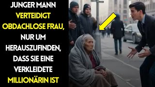 Junger Mann verteidigt obdachlose Frau, nur um herauszufinden, dass sie eine verkleidete Millionärin