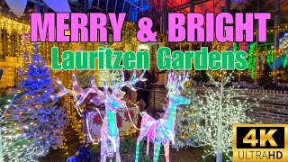 Walk Tour 4K | Walking Merry \u0026 Bright at Lauritzen Gardens | Omaha | USA | Holiday Night Lights 2024