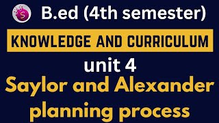 Saylor and Alexander planning process model / unit 4 / knowledge and curriculum / b.ed