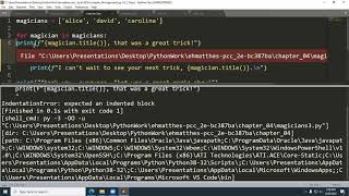 Ch 4 Part 1 - Looping Lists and Indentation Errors