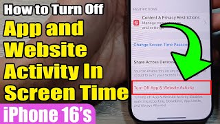 🛑 How to Turn Off App \u0026 Website Activity in Screen Time | iPhone 16/16 Pro Max/iOS 18