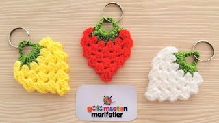 How To Make Crochet strawberry knitting keychain