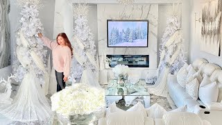 THE ULTIMATE CHRISTMAS WINTER WONDERLAND LIVING ROOM || decorate with me