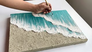 DIY Sea Texture Painting Mixing With Sand and sandstone Texture | Ocean Waves Textured Art
