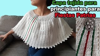 poncho tejido a crochet - muy facil de tejer, para fiestas patrias y fiestas navideñas