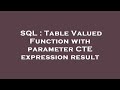 SQL : Table Valued Function with parameter CTE expression result