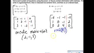 PreCalc WS 8/9 Using RREF Matrices to Solve Systems 2018