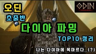 [오딘] 다이아 파밍 TOP10 정리!! 초중반 활용가능, 따끈따끈최신화 모델, 실제로 제가하는 루트ㅎㅎ 최얼른 강해져서 70리세를 향해 나아갑시당![신규/오린이/복귀/광부/입문]