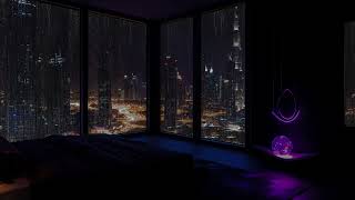 Sleep Better with Rain Sounds in Cozy Penthouse 🌧️ Heavy Rain on Window for Relax & Stress Relief