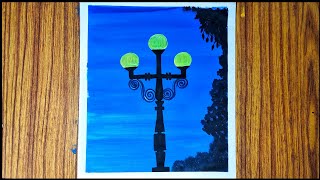 Night Street Lamp Painting Easy #shorts