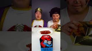 Spicy Food One Chip Challenge 🔥Fire Noodle warps,  mushroom, HOTTEST PAQUI CHIP MUKBANG #shorts