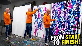 Pink Purple Blue Abstract | Complete Painting from Start to Finish!