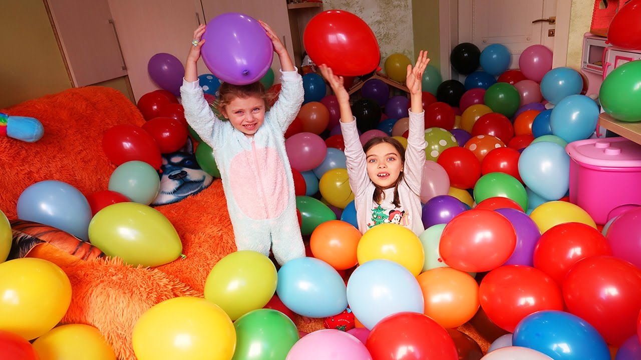 Balloon Room Children Play And Break Balloons Kids Video Youtube
