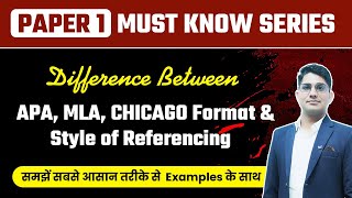 Difference Between APA, MLA, CHICAGO Format \u0026 Style of Referencing | Must  Know Series by Shiv Sir