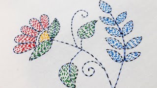 Kantha work Embroidery with Flower Design |Hand Embroidery for Beginners|Kantha Embroidery Tutorial