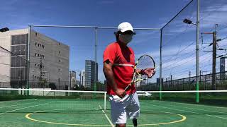 Above knee amputee tennis in standing position