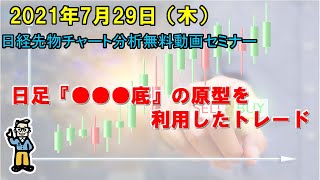 日足『●●●底』の原型を利用したトレード 2021年7月29日（木）　日経先物チャート分析無料動画セミナー