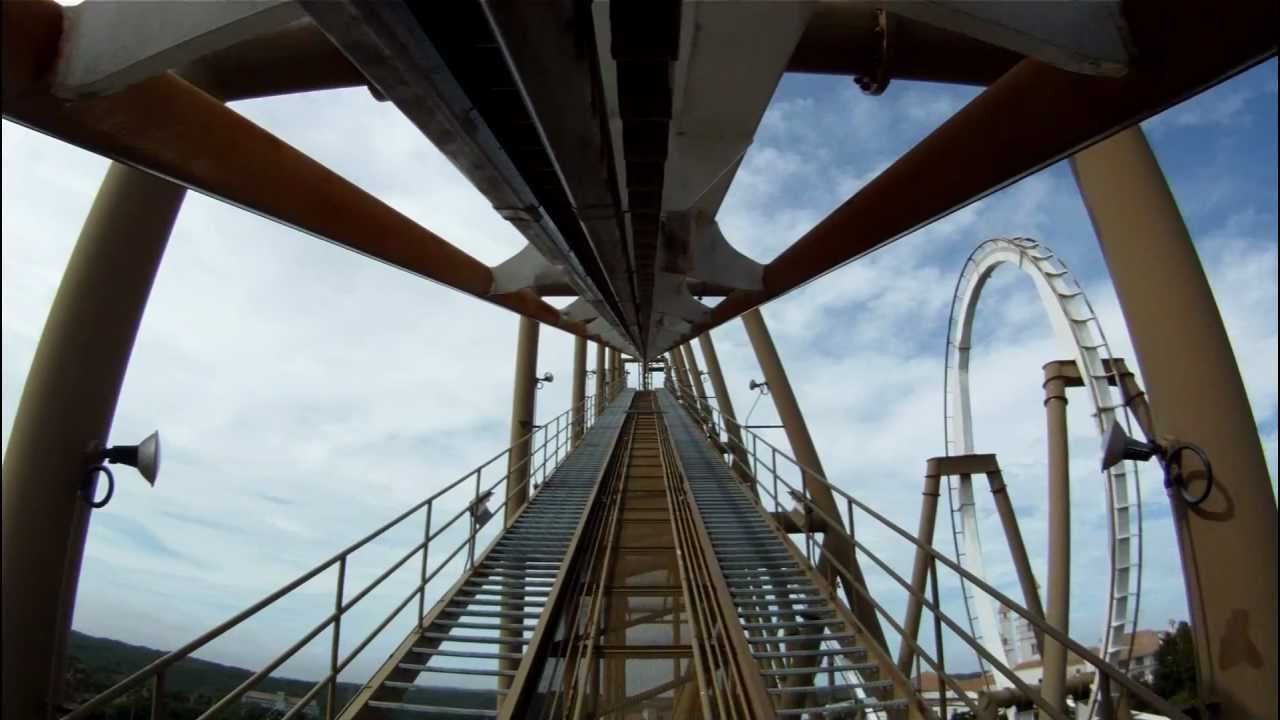 Pyrenees Roller Coaster POV Front Seat B&M Inverted Parque Espana 1080p ...