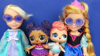 LOL Surprise Dolls ! Elsa and Anna toddlers - Big Fizz balls - Bath - Confetti P