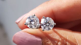 Martini Style Earrings, 6.50 MM Round Cut Moissanite Wedding Earrings from Carat Diamond