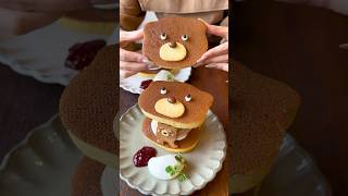 可愛すぎて食べるのがもったいないクマさんパンケーキ🐻🥞#japanesefood #pancake