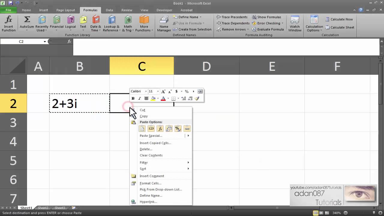 Excel Complex Numbers Operations