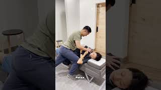 Chiropractor adjusts wife's L5 (scoliosis & low back pain)