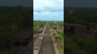 Drone View - Kudal Railway Station | 22120 - Tejas Express Departing with WDM3D Locomotive