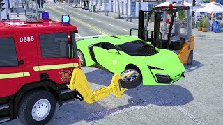 Fire Truck Trank Change Sport Car's Tyre - Wheel City Heroes (WCH) -  Sergeant Lucas the Police Car