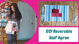 DIY Reversible Half Apron/Handmade Patchwork Apron with Pockets/Easy to Sew Apron