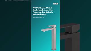 ARCORA Brushed Nickel Vessel Sink Faucet | Modern Bathroom Upgrade with Pop-Up Drain