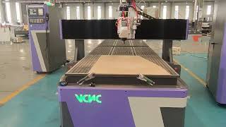 AKMZ1325C2 test video 2 for spain client, ATC cnc router with 5M Y axis, with oscillating knfie head