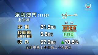 永利澳門及金沙中國中期虧損收窄 不派中期息-TVB News-20210814