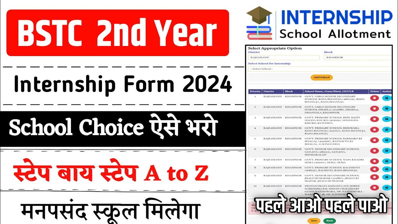 Bstc 2nd Year Internship Form Kese Bhare | Internship School Choice ...