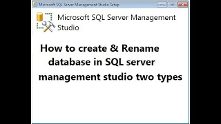 How to create & Rename database in SQL server management studio two types #SQl #Sqlserver