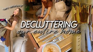 DECLUTTERING OUR ENTIRE HOME | organize, minimize, & refresh our home with me *very satisfying*