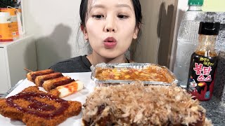 SUB)타코야끼🔥🌶불닭소스 먹방 소떡소떡 피카츄 스파게티 TAKOYAKI OCTOPUS BALLS 🐙Buldak NUCLEAR FIRE SAUCE MUKBANG ASMR たこ焼き