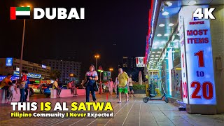 🇦🇪Al Satwa Dubai Street Night Walking Tour 4K