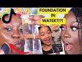 TESTING TIK TOK VIRAL FOUNDATION HACK....ADDING FOUNDATION TO WATER FOR FLAWLESS FINISH?!?! Gimmick?