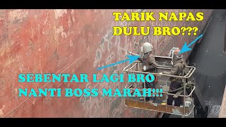 Proses SandBlasting kapalTanker Saat Docking di Shipyard Batam