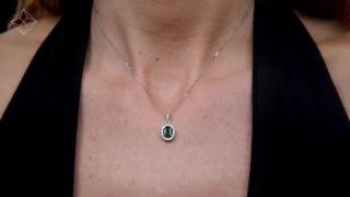 FR34 - Emerald 0.70CT And Diamond 18K White Gold Pendant