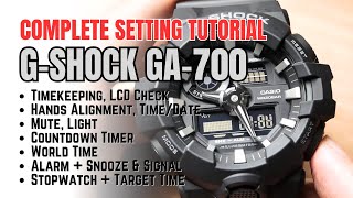 Casio G-Shock GA-700 Setting and Operation Tutorial: Time, Date, Alarm, Timer (GA700, Module 5522)